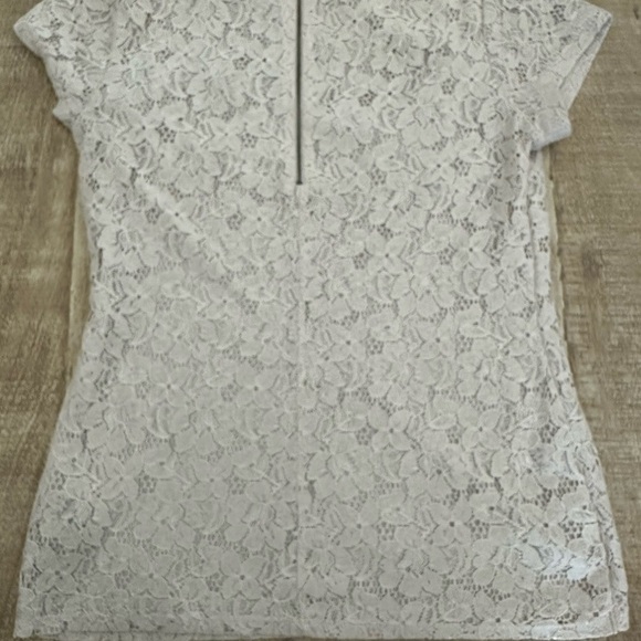 WHBM Lace Cap Sleeve Top Small | Floral Overlay | Lined - Picture 10 of 11